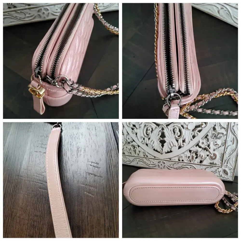 Chanel Gabrielle Clutch With Chain Iridescent Pink Quilted Lambskin Crossbody